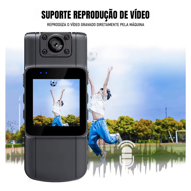 Câmera De Ação Corporal 2k Hd Com Rotação 180 Graus + Clip