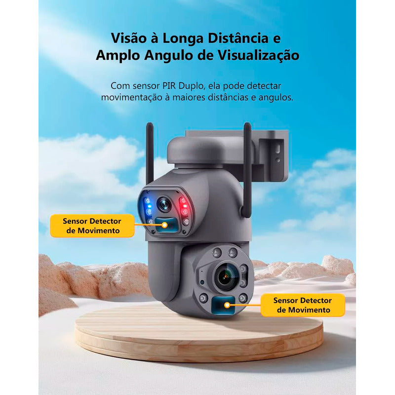 Câmera De Segurança Zoom 36x 4k Dupla Lente Solar Ptz.