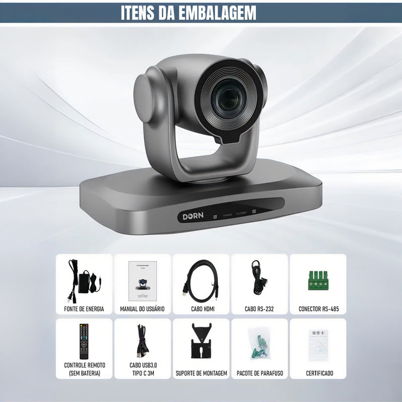 Câmera Robótica Dorn Ptz 4k 30x Hdmi Sdi Usb 3.0 Poe Multi