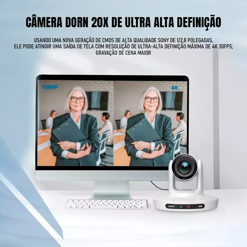 Câmera Ptz Dorn 20xu 4k Hdmi Usb Rj45 20x Zoom Conferência